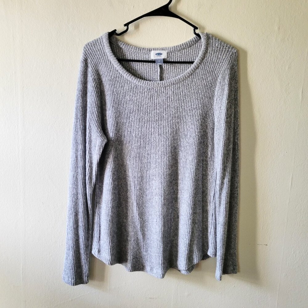 Super Soft Ribbed Long Sleeve Top Marbled Gray Size M